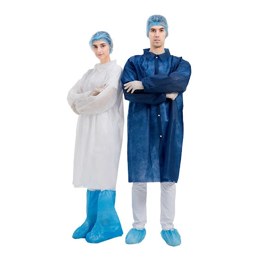 PP Non Woven Lab Coat Polypropylene Disposable Coats with Pockects