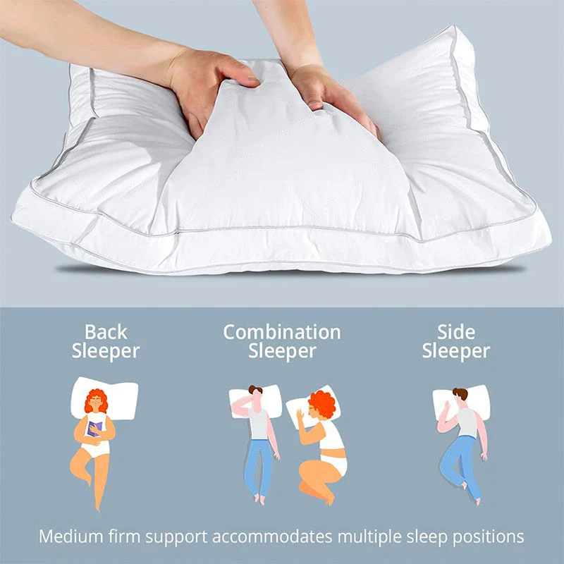 Home Textile Bedding Pillow Gusset Bed Pillow Cotton Down Feather Pillow Cushion Cover Hotel Pillow