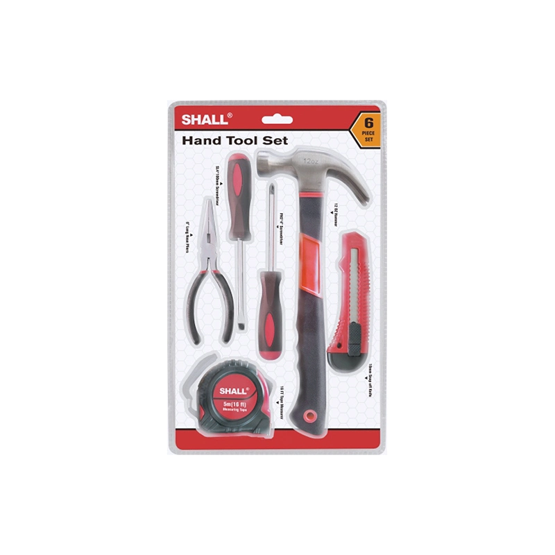 São 6 PCS domésticos geral do Kit de Ferramenta de bricolage Ferramenta Mão com uma chave de fendas Hammer Trena Conjunto da Caixa de ferramentas