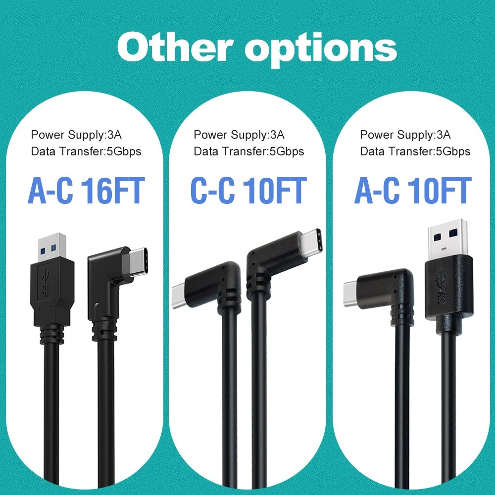 5m USB 3.0 Type C Vr Cable Support 3A Fast Charging and 5gbps Data Transfer for Oculus Link