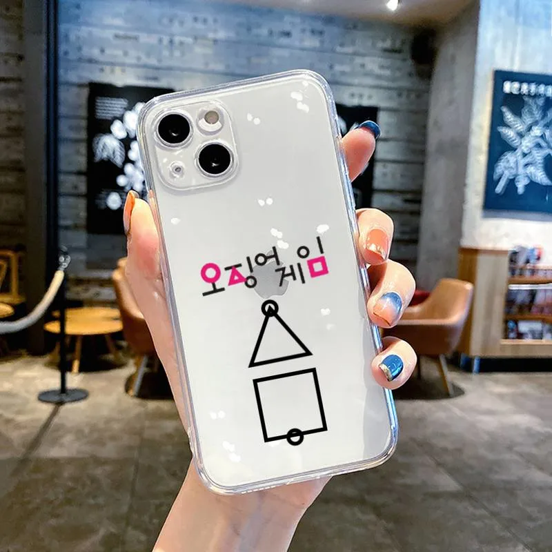 New Transparent TPU Back Shell Anti-Yellowing Squid Game Phone Case for iPhone Xs Max iPhone X/Xs