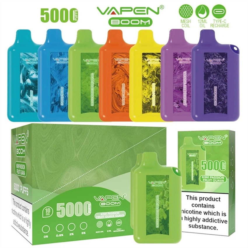 Vapen Boom Disposable/Chargeable E сигареты Vape 16 мл перезаряжаемые 5000 шайб Перо испарителя