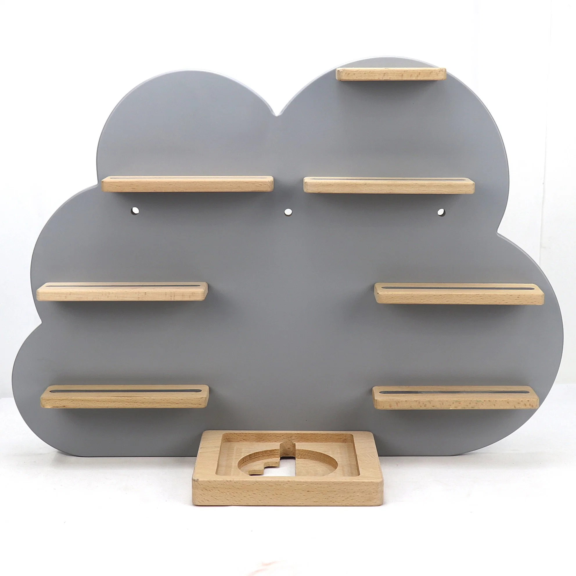 Grey Color Cloud Shape Custom Wooden Tonie Shelf Wood Toni Box Shelf