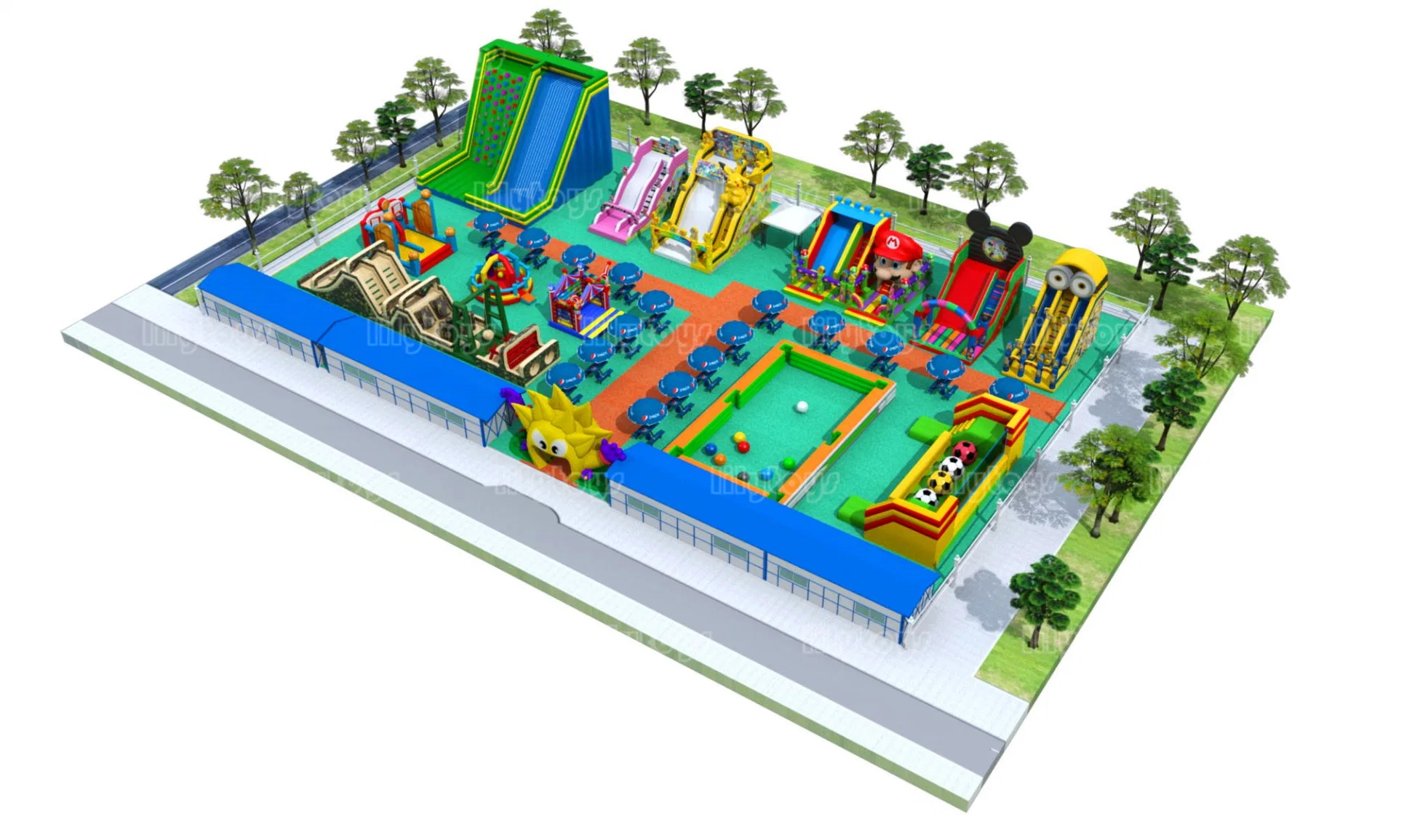 on Land Commercial Inflatable Water Park Project Design Ground Aqua Park