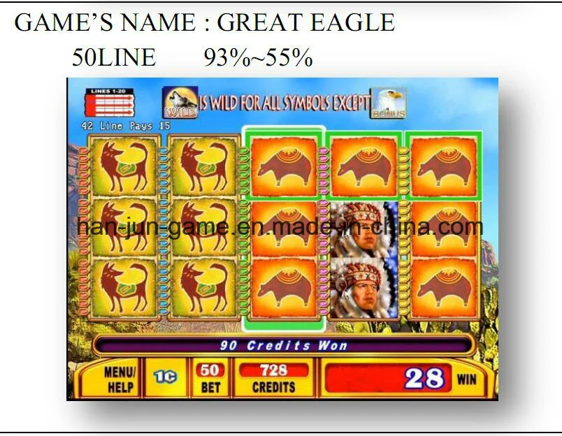 Große Eagle-50 Line Casino Glücksspiel Video Arcade Electric Slot Spiel Maschine