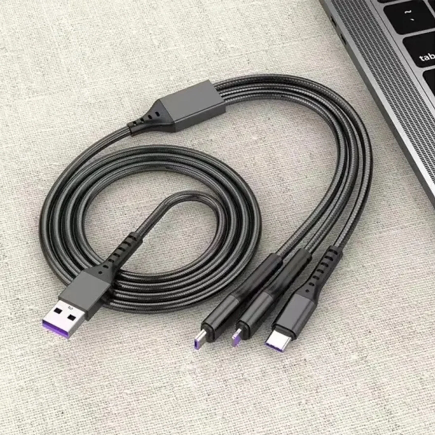 USB2.0 High-End 3 in 1 USB Cable Charger Data Lightning Micro Type-C Cable for iPhone Samsung Vivo Mobile Phone MacBook.