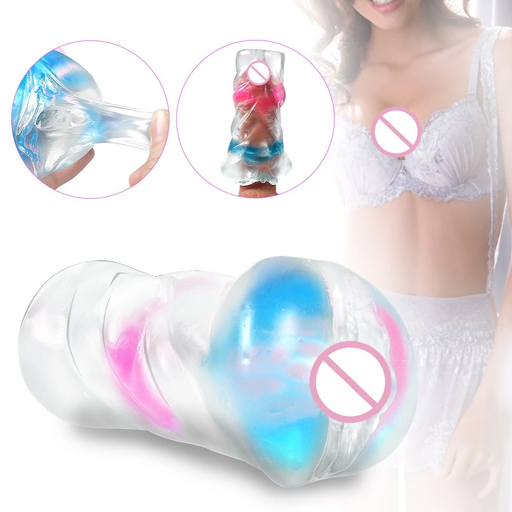 Transparent Artificial Silicon Pocket Pussy Vagina for Men Sex Toy Male Masturbator Cup Rubber Vagina for Sex