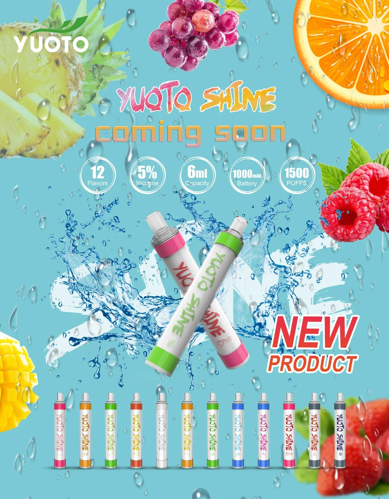 Youto Shine 1200mAh 6ml 1500 Puff Nicotine Concentration Customizable Disposable Vape Customizable