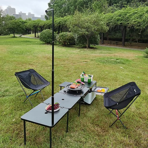 Multifunctional Outdoor Camping Barbecue Iron Grill Table Folding Dining Table