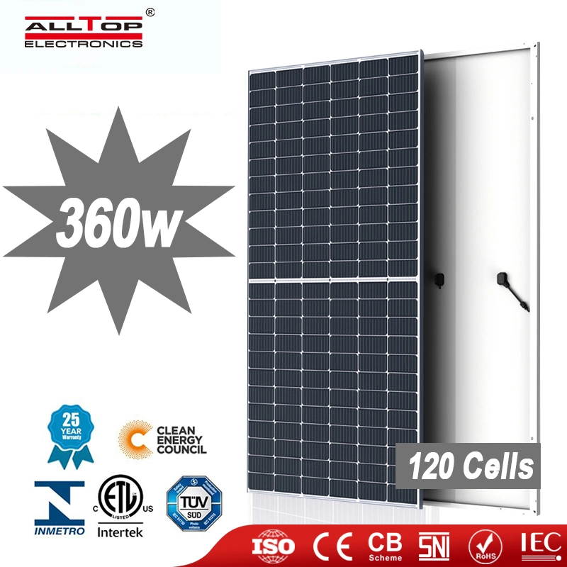 Alltop Customized 360W 365W 370W 375W Hybrid System 5bb 6bb 9bb Roof Mono Crystalline Board Solar Panel