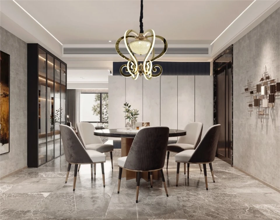 Modern Home Round Shape with Shiny Stainless Steel Pendant Lighting Fixtures Chandeliers Dining Room Bedroom Ceiling Chandelier Pendant Lights