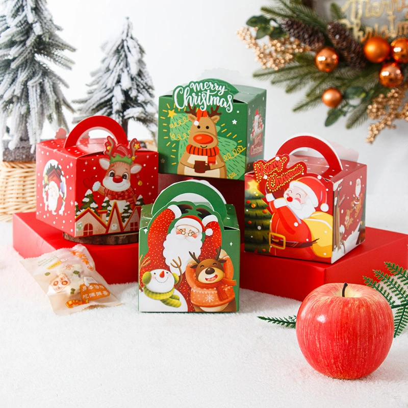 Christmas Apple Red/Green Paper Gift Candy Gift Package Decorations Package High quality/High cost performance  Lid and Base Cardboard Box with Paper Bag