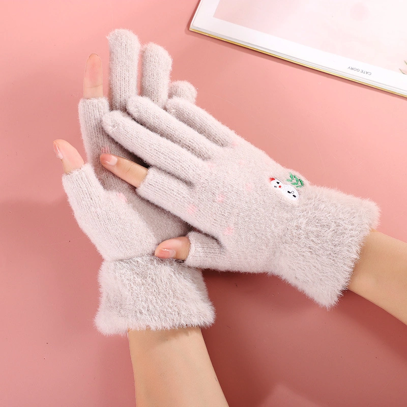 Winter Deer Students Touch Screen Warm Gloves Cute Velvet Christmas Adult Writing Gloves for Men and Women