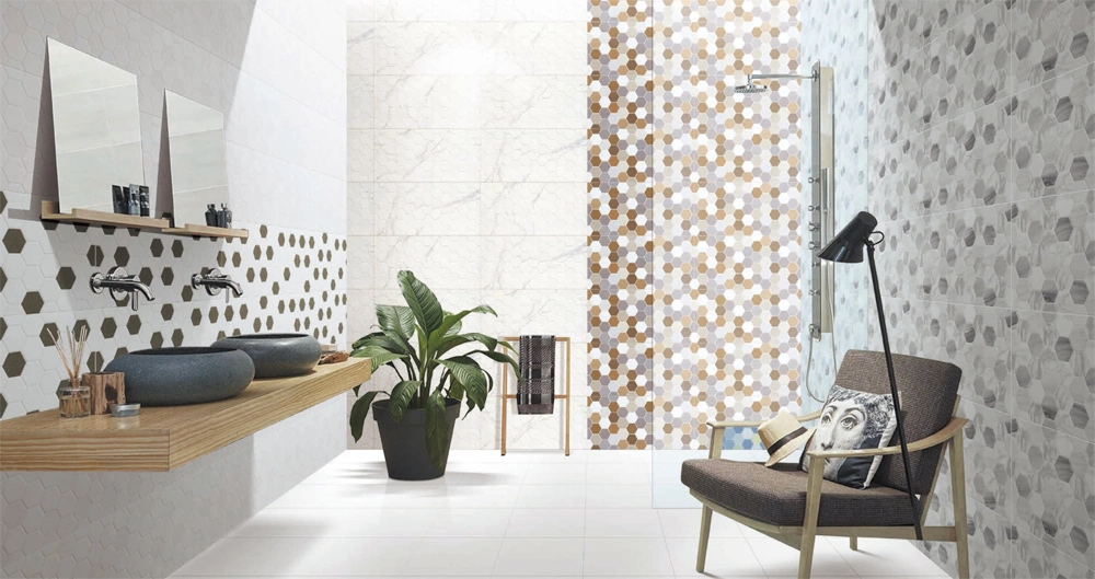 Nuevo Diseño Interior baldosas de pared 300x600 mira el cuarto de baño azulejo hexagonal blanco