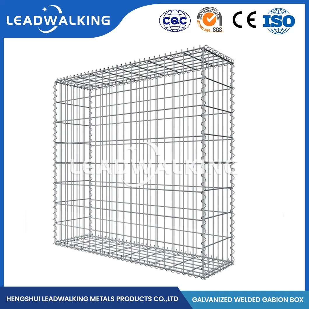 Leadwalking 100x150mm Gabion proveedor jaulas de malla Galvanizada anticorrosión de malla de alambre soldado Gabion China 150*20*20 Tamaño soldado Gabion Cesta piedra