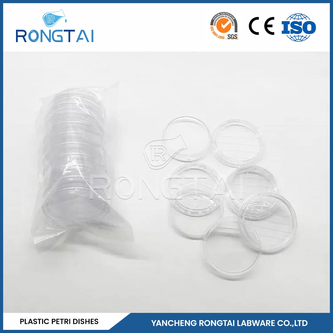 Boîtes de Petri Rongtai Plastic Factory boîte de Petri 35 mm 60 mm 90 15 mm Chine 10*10 mm 150*15 mm PS boîte de Petri en plastique