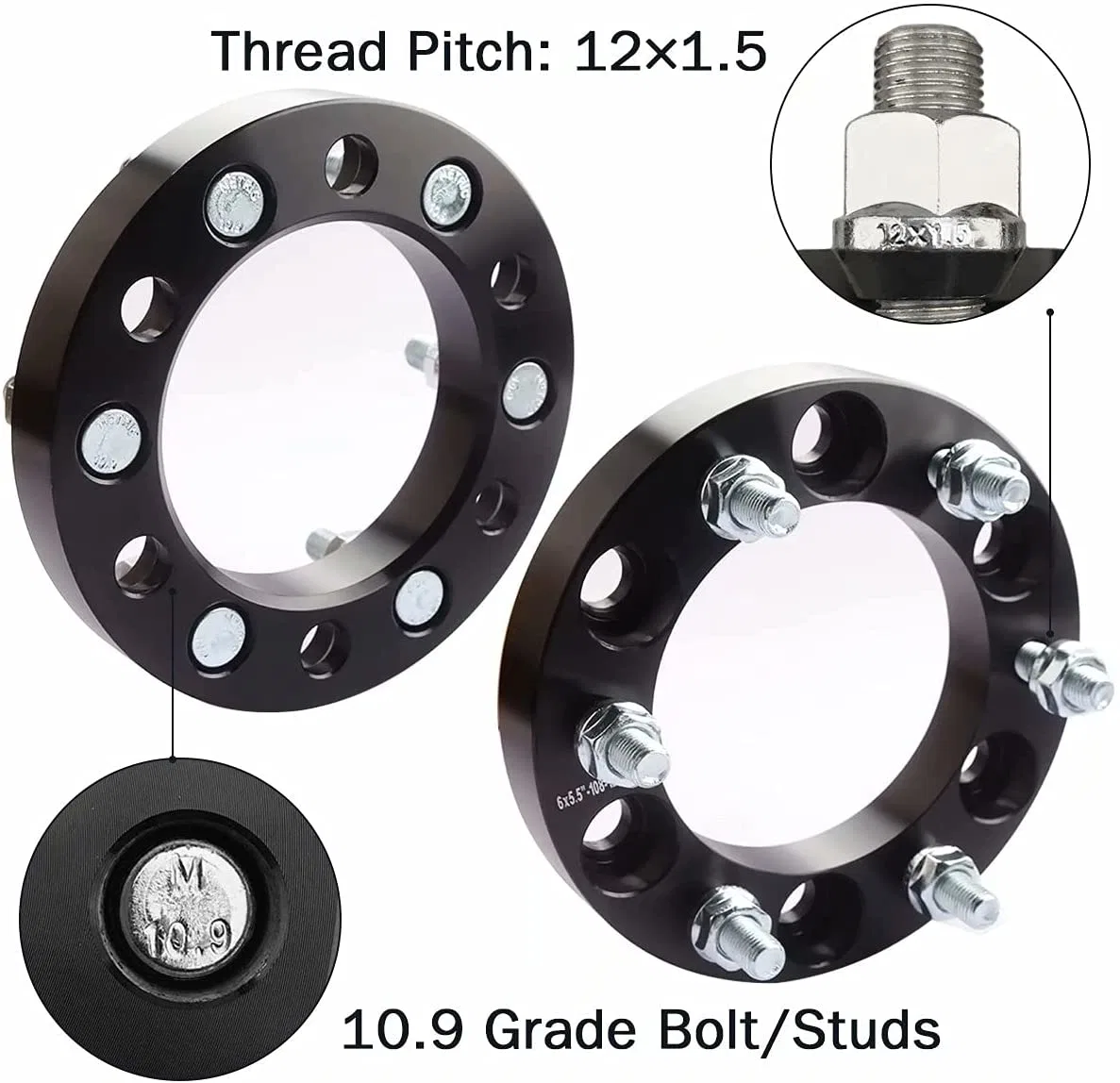 6X5.5 Les écarteurs de roue avec 1" 108mm alésage de moyeu de goujons 12x1,5