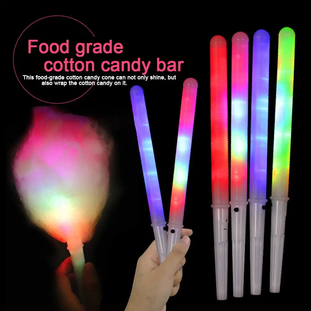 LED Cotton Candy Cones Colorful Glowing Marshmallow Sticks Glowing Luminous Marshmallow Cone Stick Party Favors Christmas Supply