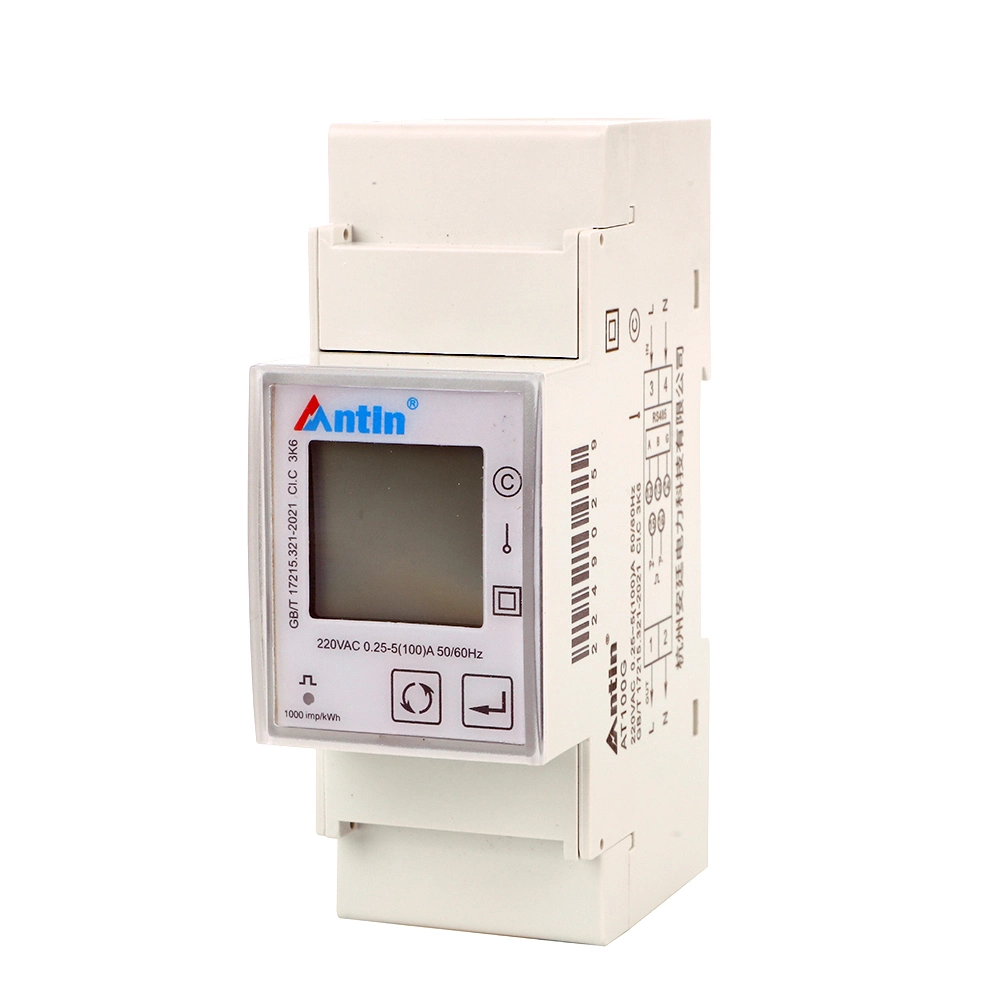 At100g Single Phase Electricity Meter, Power Consumption Meter, DIN Mount Kwh Meter