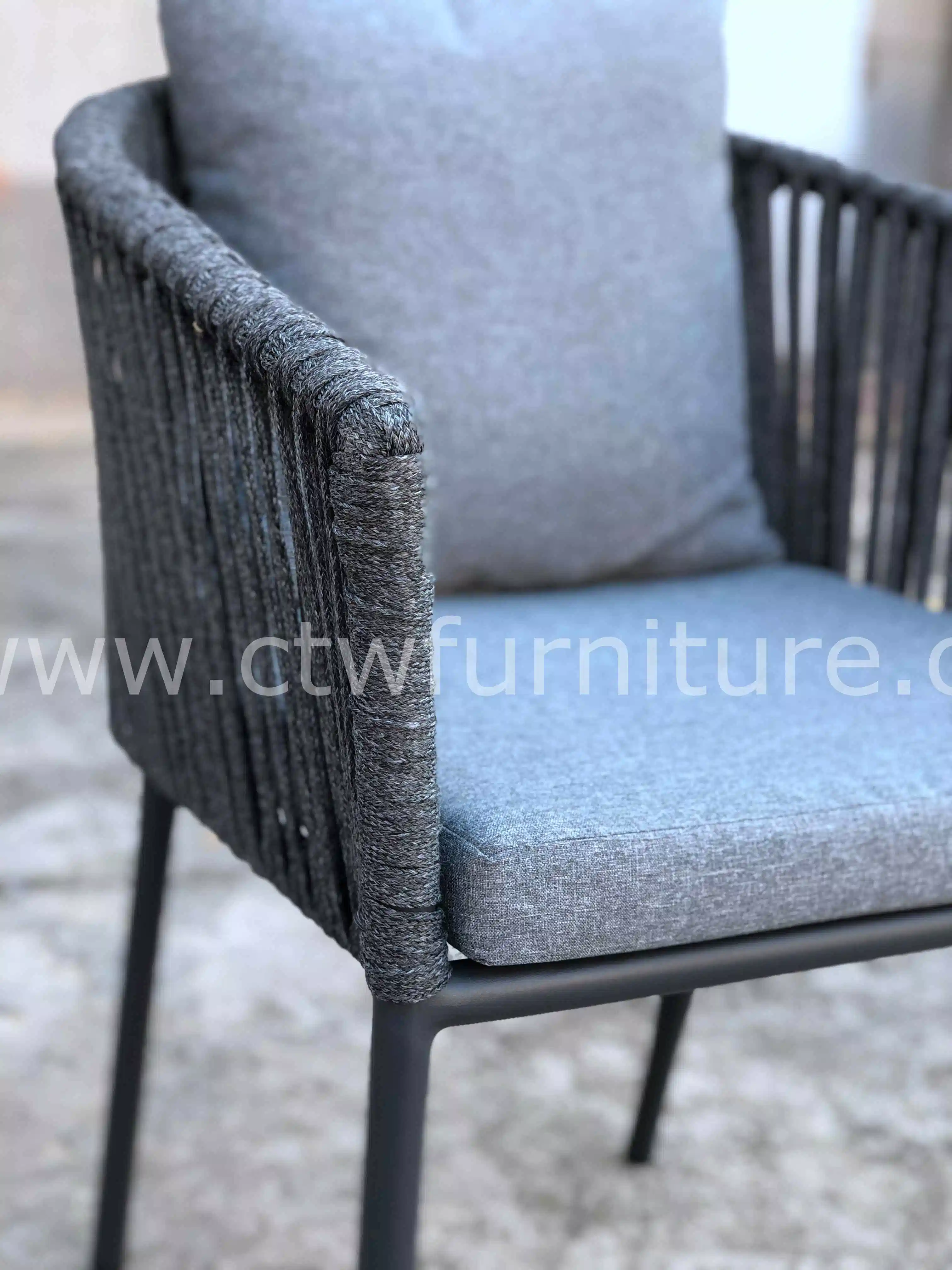 Hotel Restaurant Larger Table Rope Chair Outdoor Garden Dining Set