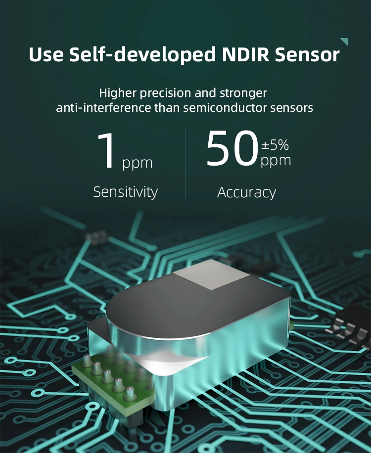 LED Color Screen Indoor CO2 Monitor Meter WiFi Connected to Ndir Sensor Temperature Humidity Meter CO2 Content Detector