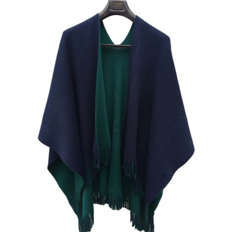 Super chaleureux de style européen et américain de tricot Cape Cape Split recto-verso Tassel foulard Cape Cape