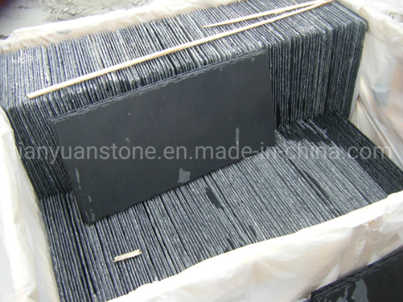 U-Shape Black Natural Spit Surface Roofing Slate Stone