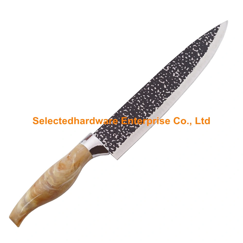 9 Inch PP Handle Spray Paint Chef Knife Embossed Blade