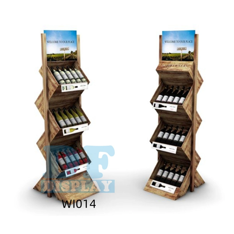 High Quality Wooden Display Stand Retail Floor Display Stand Customized Beer/Wine/Water/Bottle Display Rack