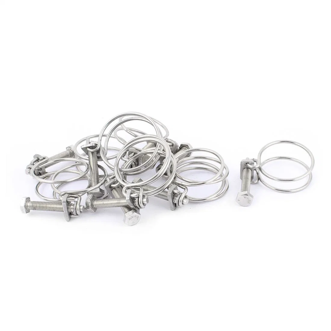 Factory Price Double Wire Clip Hose Clamp 304 Stainless Steel Pipe Clamps Adjustable 10-45mm