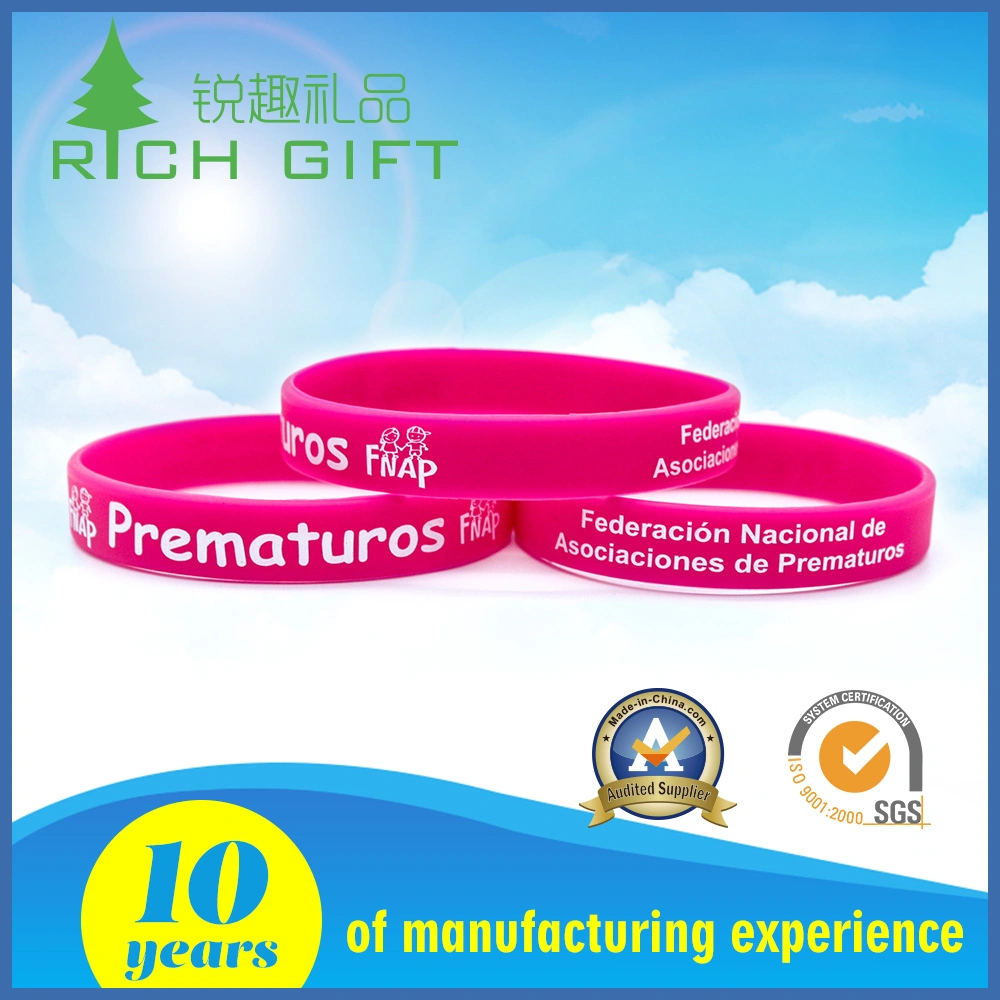 Custom Embossed/ Debossed/ Printed Colorful Logo 100% Silicone Wristband