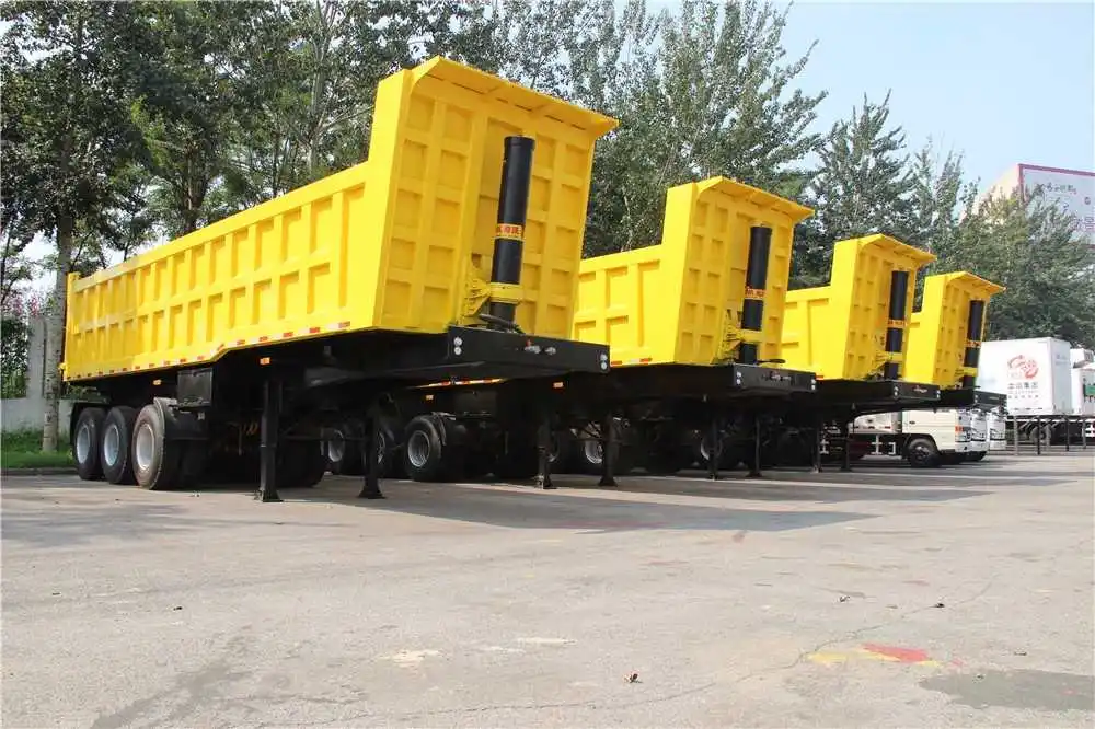 3axle Rear Dump Semi Trailer 40 Cubic Meter Dump Trailer 45 Cbm 3 Axles 60 Tons Hydraulic Cylinder Dump Trailer