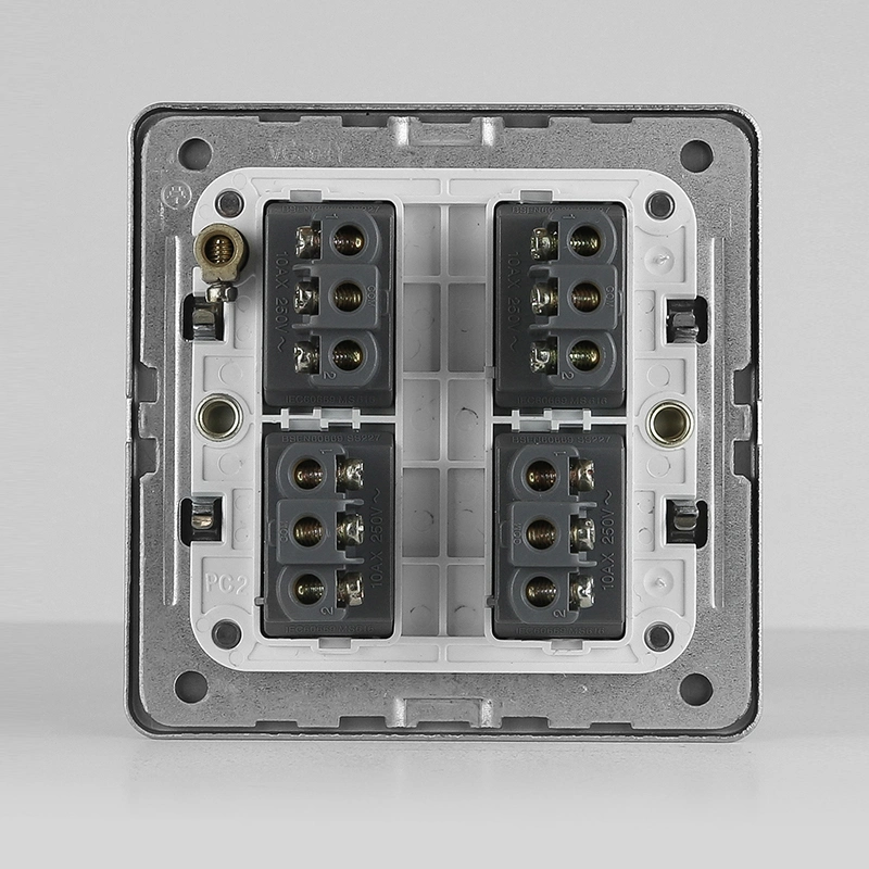 BS Standard Edelstahl-Panel 4 Gang 1-polig elektrisch Wandschalter Für Heimbeleuchtung