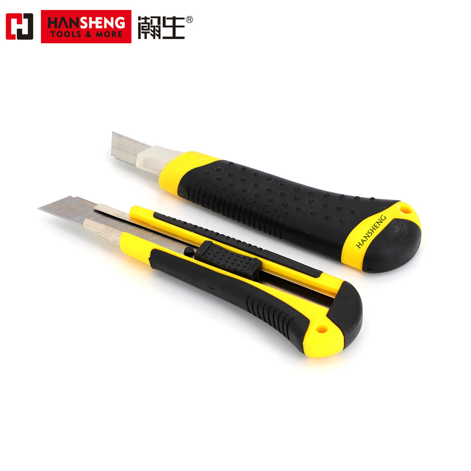Универсальный нож/Art нож, защелкой Blade пластиковый предохранительный Utility резак, TPR пластмассовую ручку в офисе, дома искусств, нож для бумаги, черного и желтого цвета, 18 мм