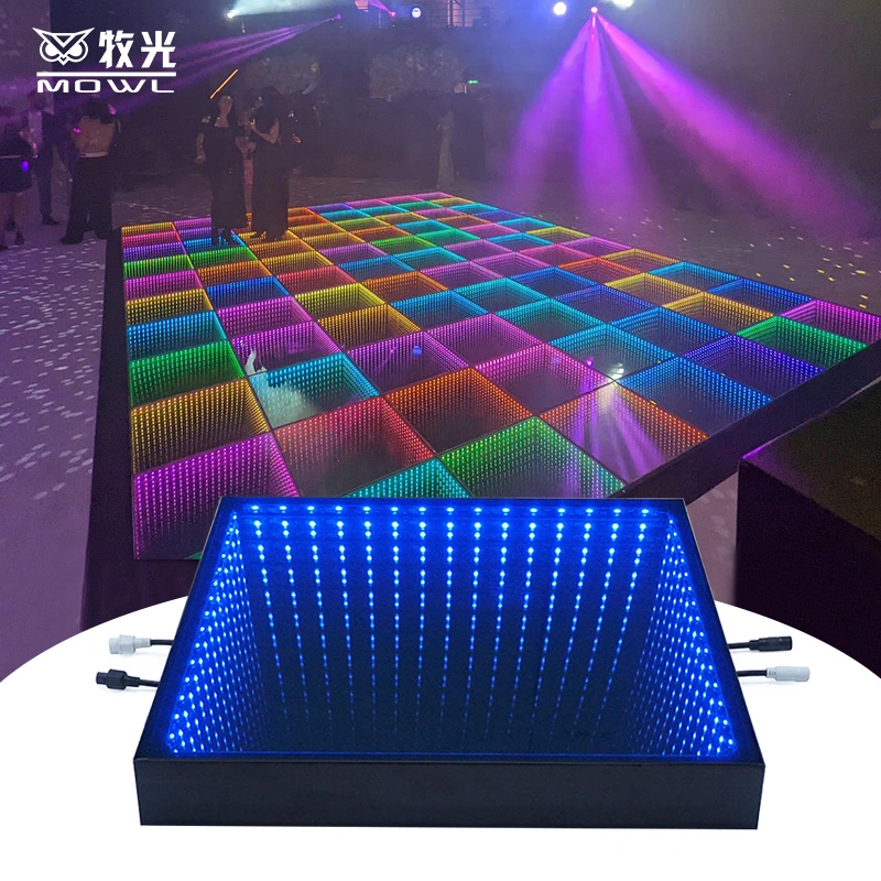Mowl Guangdong Removable Wired 3D Infinity Mirror Lighted LED Dance Floor Light for Wedding Party Stage