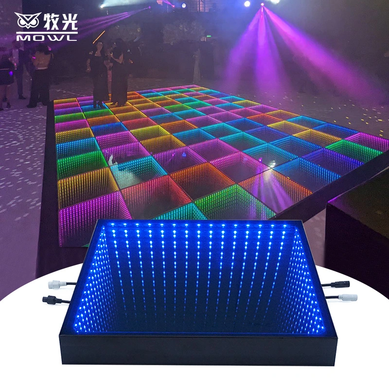 Mowl Guangdong Removable Wired 3D Infinity Mirror Lighted LED Dance Floor for Wedding Party Stage