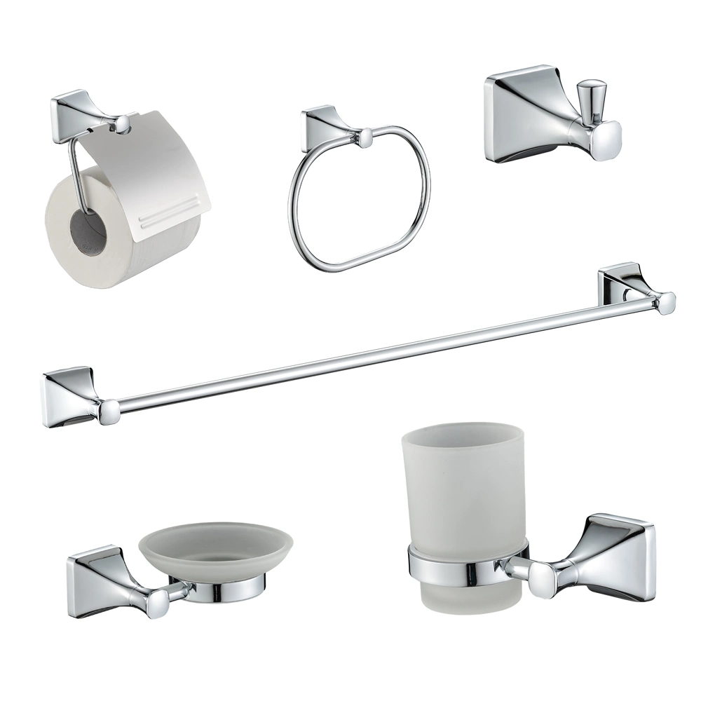 Zinc Chrome Plating Set Bathroom Accessories Wall Mount 6 PCS Glass Shelf Metal Acceptable 300PCS Normal Silver