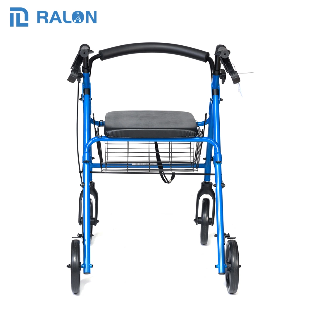 Wholesale Medical Assist Devices Folding 4 Wheel Rollator Walker with Soft Seat and Basket