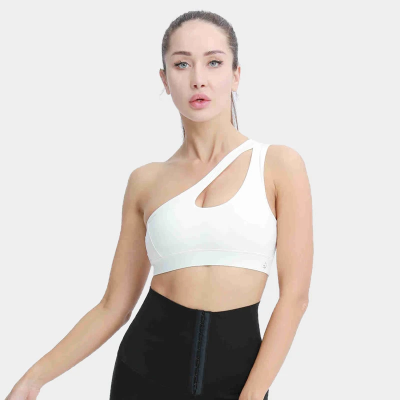 Spring and Summer Women's One-Shoulder Sports Bra Gather Sexy Fitness Yoga Underwear Bra