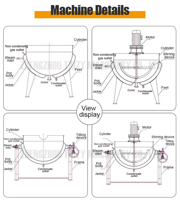 High quality/High cost performance  Stainless Steel Jacketed Cooking Kettle Tomato Chili Sauce Pot