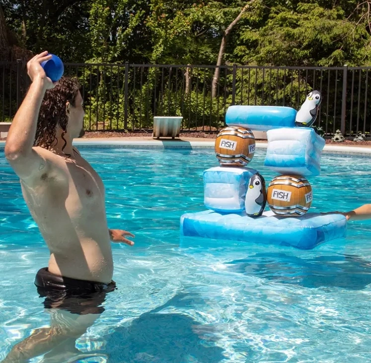 Inflatable Water Splash Penguins Floating Pool Game Set Toy