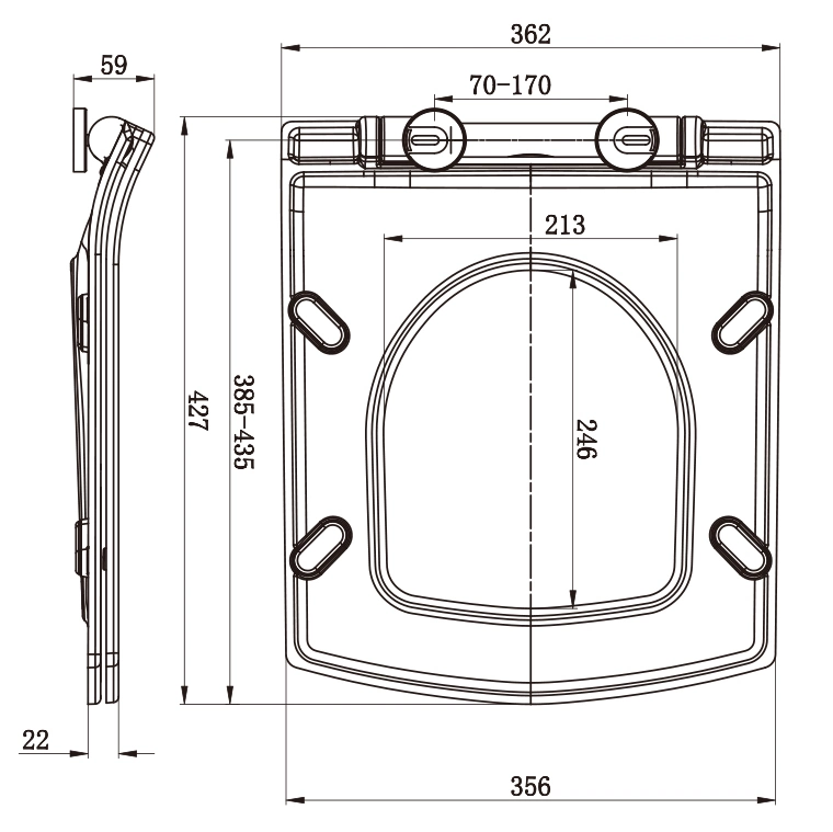 La norma europea Square D forma wc Tapa con ralentizar