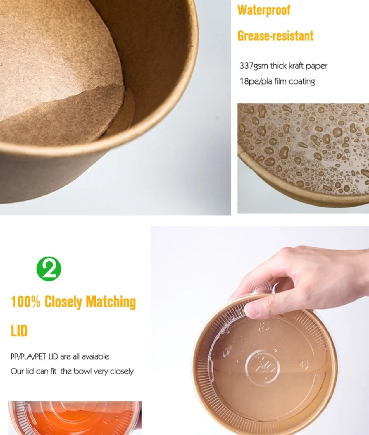 Factory Wholesale/Supplier Customized Various Size Eco Friendly Takeout Snack or Salad Bamboo Fiber Paper Bowl