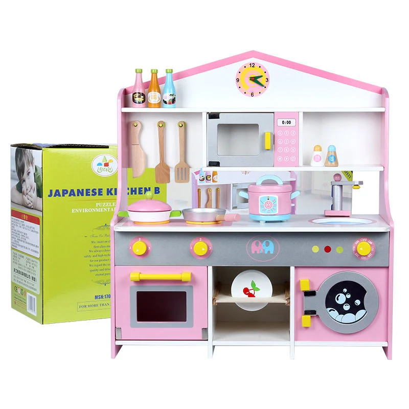Mãe Garden Jogar casa Mobiliário de cozinha Mini cozinha simulado ensino precoce aniversário criativo dom cozinhando brinquedos de madeira