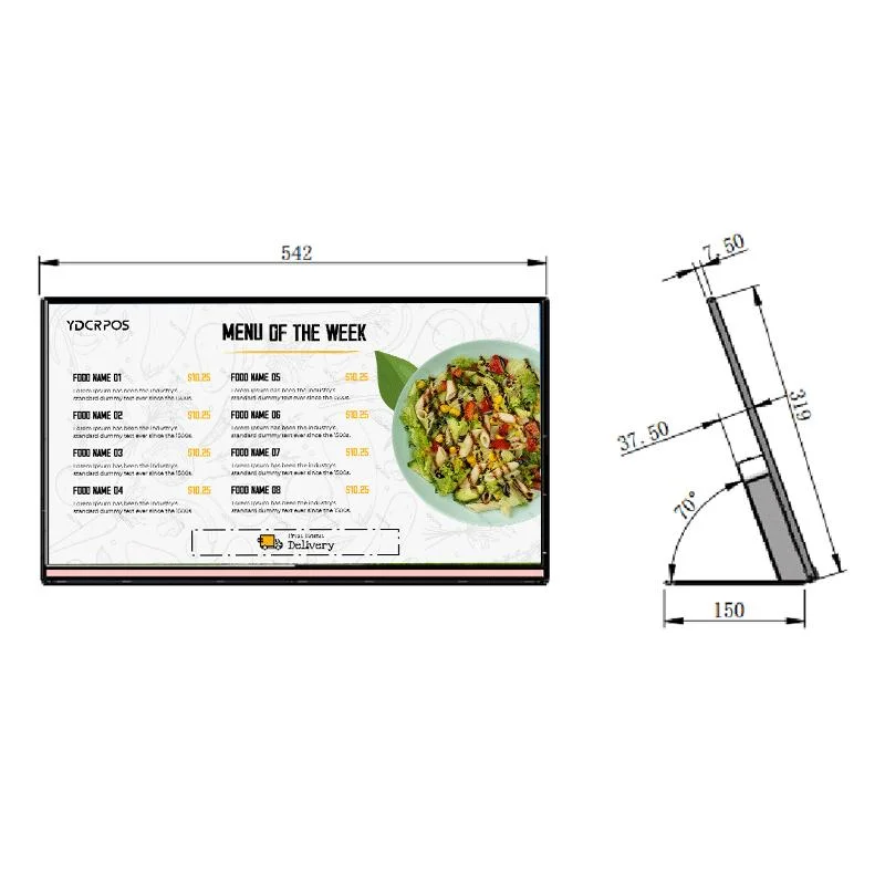 New 24 Inch Desktop Restaurant Electronic Menu Board Advertising LED Digital Display