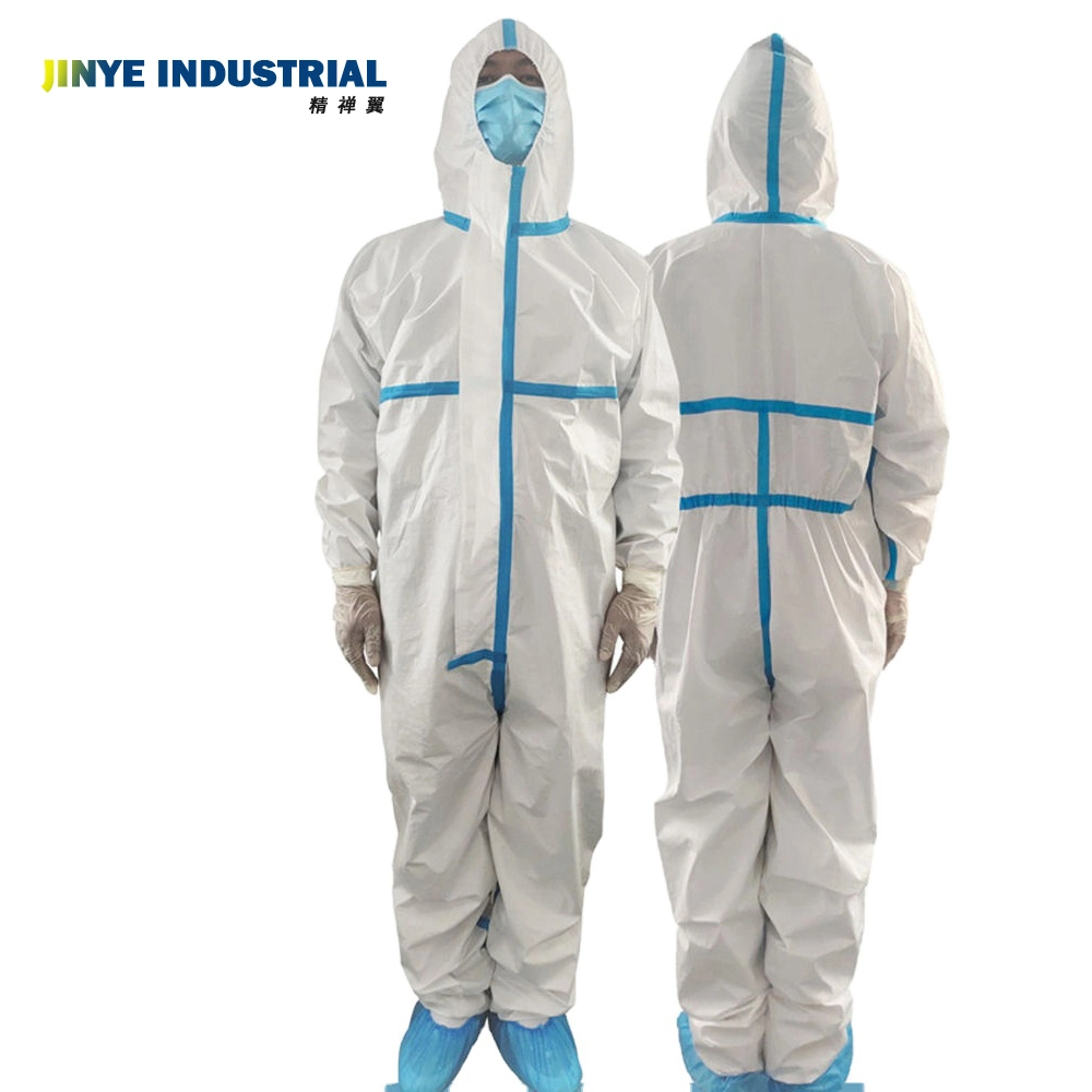 Type 5/6 Non Woven Protection Coveralls Light Disposable Safety Coverall Hazmat PPE Suit