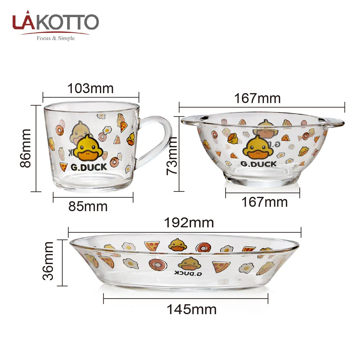 Round Borosilicate Glass Mixing Bowl Set with Cup Bowl Plate Glass Salad Bowl Lunch Box Set