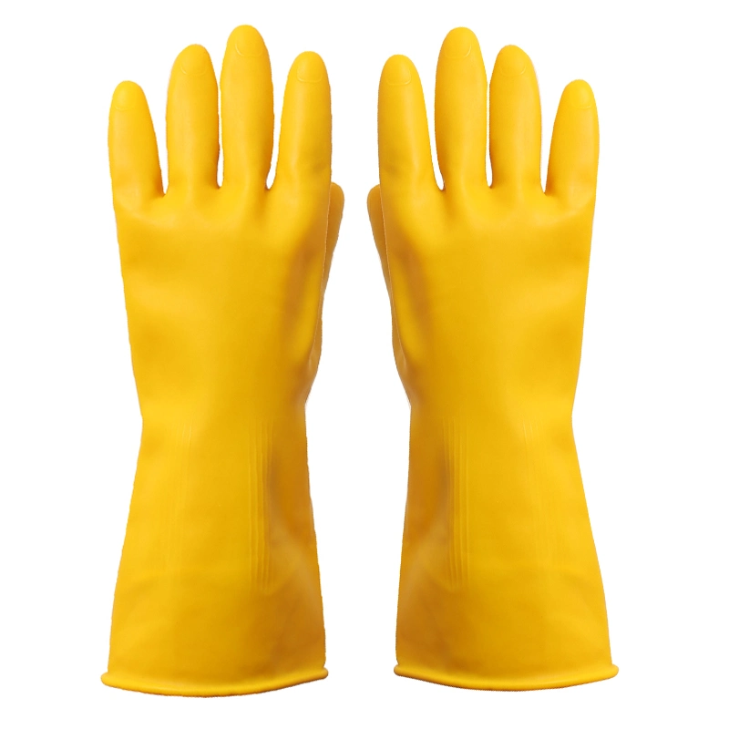 Látex natural 100% Látex amarillo hogar lavavajillas Limpieza de manos Guantes de goma