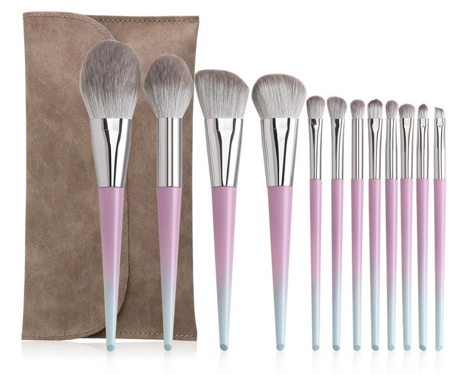 12 PCS Gradient Color Makeup Brushes Set with Vegan Soft Hair Eye Shadow Brush Full Set Cosmetics Tools