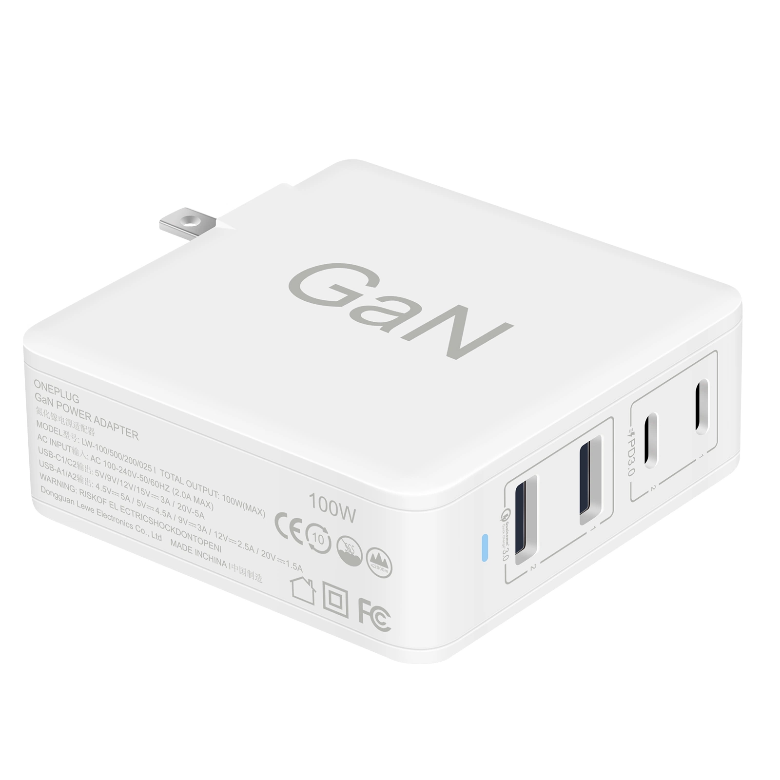 Cargador USB C 100W GAN Tipo C Cargador rápido PD 4 puertos compatibles con MacBook PRO Air, iPhone, iPad PRO, Galaxy, DELL XPS dispositivos portátiles USB C 4 puertos (blanco)